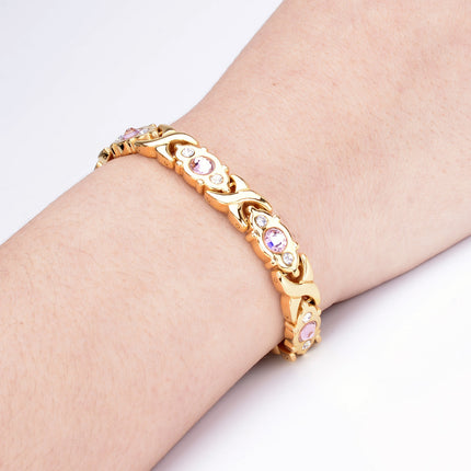 Cross-border e-commerce for stainless steel diamond bracelet ladies titanium steel magnet jewelry lovers bracelet in stock wholesale