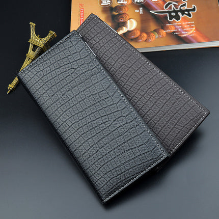 New Men's Wallet Long Wallet Men's Youth Vertical Soft Wallet Multi-Card Holder Large Capacity Crocodile Pattern Suit Bag