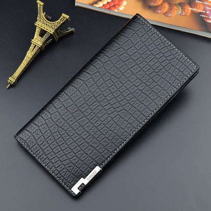 New Men's Wallet Long Wallet Men's Youth Vertical Soft Wallet Multi-Card Holder Large Capacity Crocodile Pattern Suit Bag