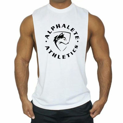 Summer Sports Vest for Men, Loose Fit, Large Slit, Sleeveless Top, Racerback, Muscle-Building, Running, Weightlifting, Plus Size Gym Vest