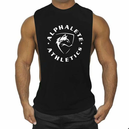 Summer Sports Vest for Men, Loose Fit, Large Slit, Sleeveless Top, Racerback, Muscle-Building, Running, Weightlifting, Plus Size Gym Vest