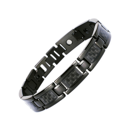 Carefully Selected Titanium Steel Jewelry, Stainless Steel Bracelet, Men's Pure Titanium Bracelet, Gift, Magnetic Jewelry, Cool Black Carbon Fiber Business