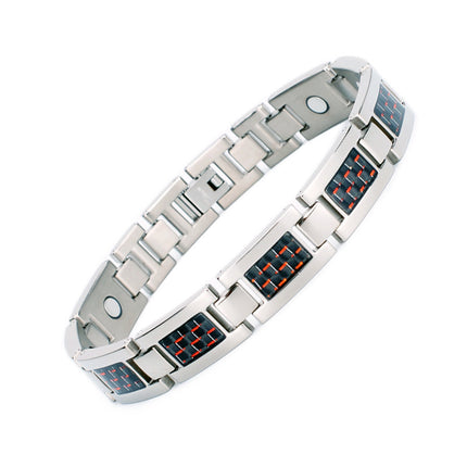 Carefully Selected Titanium Steel Jewelry, Stainless Steel Bracelet, Men's Pure Titanium Bracelet, Gift, Magnetic Jewelry, Cool Black Carbon Fiber Business