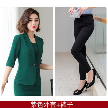 Professional Suit suit Female Temperament Host Dress Interview Dress Suit Work Clothes Front Desk Workwear British Style
