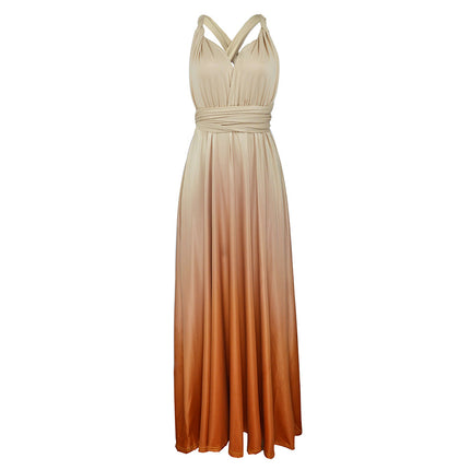 Amazon Ebay Cross-border Explosions Multi-wear Cross Backless Sexy Strap Gradient Dress Dress
