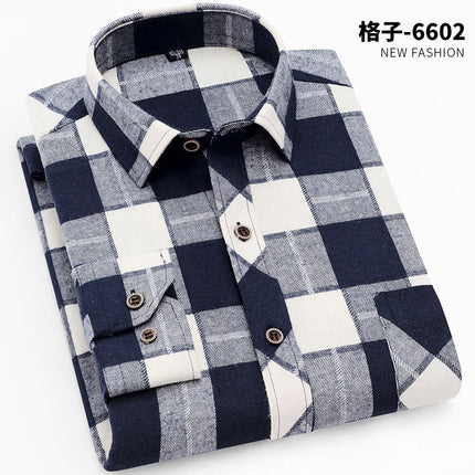 Spring New Men's Brushed Plaid Long-Sleeved Shirt, Cross-Border European and American Amazon Best-Selling Non-Iron Shirt, British Style