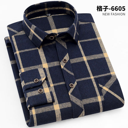 Spring New Men's Brushed Plaid Long-Sleeved Shirt, Cross-Border European and American Amazon Best-Selling Non-Iron Shirt, British Style