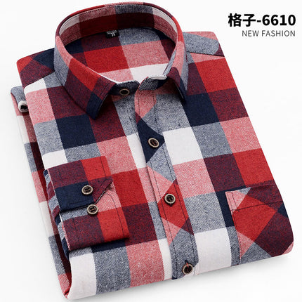 Spring New Men's Brushed Plaid Long-Sleeved Shirt, Cross-Border European and American Amazon Best-Selling Non-Iron Shirt, British Style