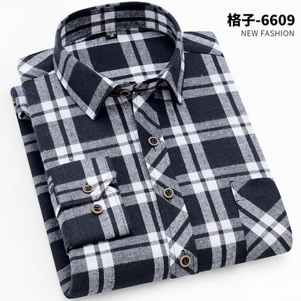 Spring New Men's Brushed Plaid Long-Sleeved Shirt, Cross-Border European and American Amazon Best-Selling Non-Iron Shirt, British Style