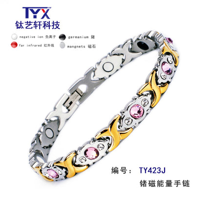 Cross-border e-commerce for stainless steel diamond bracelet ladies titanium steel magnet jewelry lovers bracelet in stock wholesale