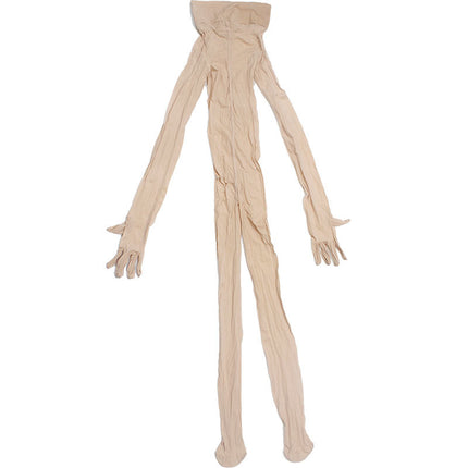 8D Sheer 912 Needle Shiny Fingerless Crotchless Plus Size Silky Extra Large One-Piece Bodystocking Sexy
