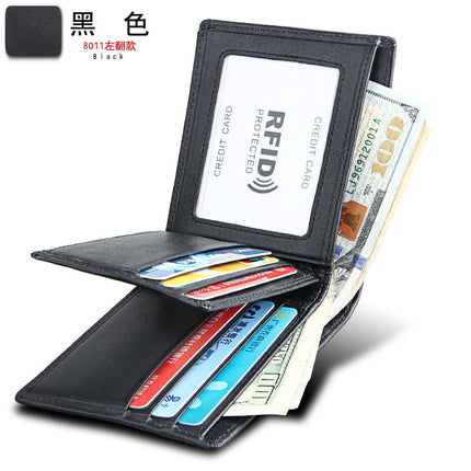 Guangzhou Manufacturer Men's Short Genuine Leather Wallet First Layer Cowhide Leather Wallet Plain Multi-Card Slot Wallet Customization