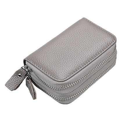 Genuine Leather Card Holder rfid organ card holder women's Korean-style double zipper card holder in stock coin purse one-piece delivery