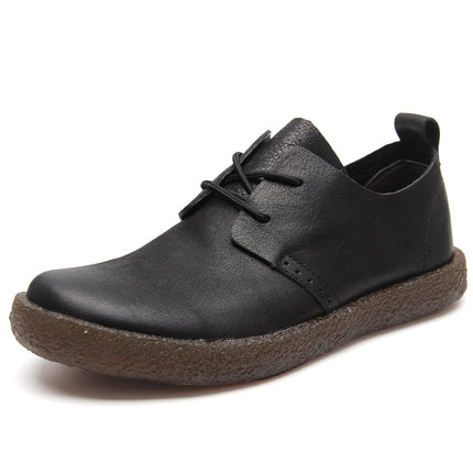 Daifa Men's Shoes Genuine Leather Casual Shoes British Retro Leather Shoes Soft Face Leather Round Toe Soft Bottom Beef Sole Lace-Up Car Shoes