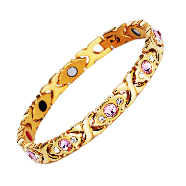 Cross-border e-commerce for stainless steel diamond bracelet ladies titanium steel magnet jewelry lovers bracelet in stock wholesale