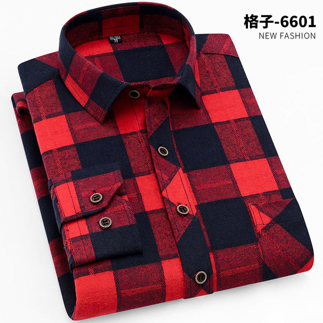Spring New Men's Brushed Plaid Long-Sleeved Shirt, Cross-Border European and American Amazon Best-Selling Non-Iron Shirt, British Style