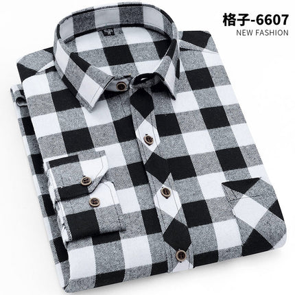 Spring New Men's Brushed Plaid Long-Sleeved Shirt, Cross-Border European and American Amazon Best-Selling Non-Iron Shirt, British Style