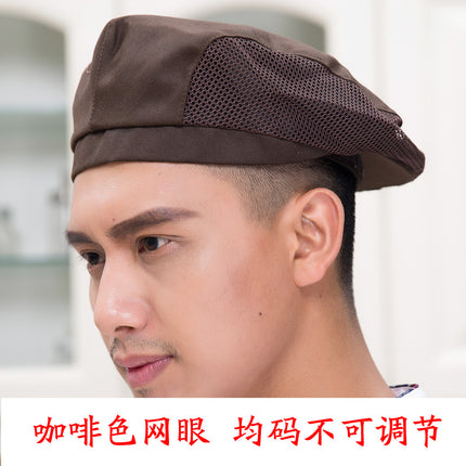 Kitchen breathable mesh chef hat men's restaurant thin hat beret waiter work peaked cap female summer