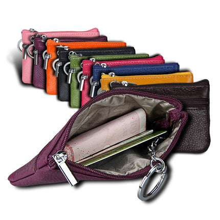 Explosive Genuine Leather Coin Purse Coin Bag Explosive Anti-theft Brush Anti-RFID Fashion Ladies Wallet Key Bag