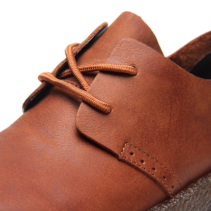 Daifa Men's Shoes Genuine Leather Casual Shoes British Retro Leather Shoes Soft Face Leather Round Toe Soft Bottom Beef Sole Lace-Up Car Shoes