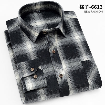 Spring New Men's Brushed Plaid Long-Sleeved Shirt, Cross-Border European and American Amazon Best-Selling Non-Iron Shirt, British Style