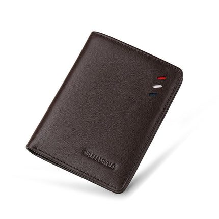 King Paul Card Bag Men's Real Cowhide Men's Short Wallet Wallet Card Tricolor Pattern 6-Card Wallet