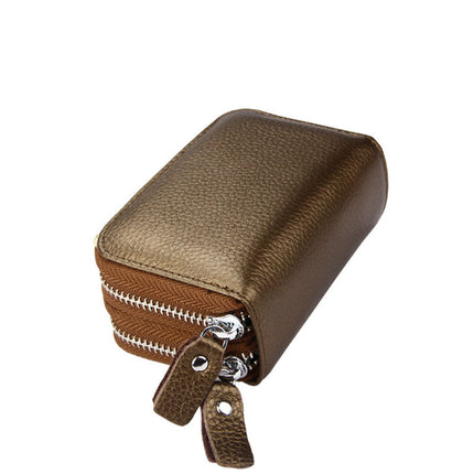Genuine Leather Card Holder rfid organ card holder women's Korean-style double zipper card holder in stock coin purse one-piece delivery