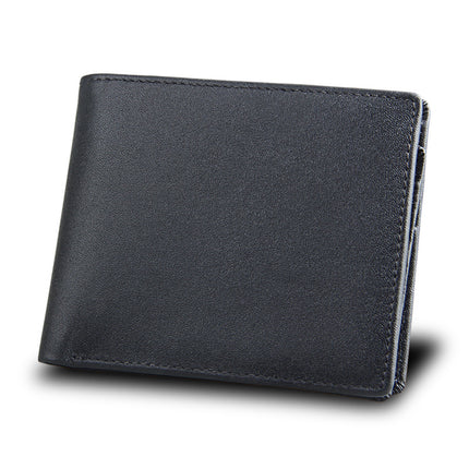 Guangzhou Manufacturer Men's Short Genuine Leather Wallet First Layer Cowhide Leather Wallet Plain Multi-Card Slot Wallet Customization
