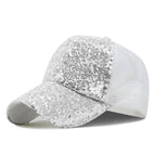 Sequin style-silver white mesh / Adjustable suitable for 55-59cm head circumference