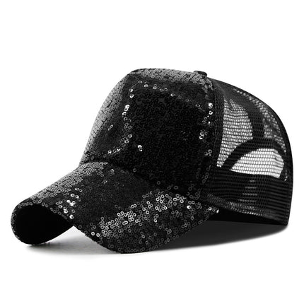 Hat women's summer fashion sequin breathable mesh cap hipster baseball cap men's sun protection sun hat outdoor peaked cap