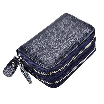 Genuine Leather Card Holder rfid organ card holder women's Korean-style double zipper card holder in stock coin purse one-piece delivery