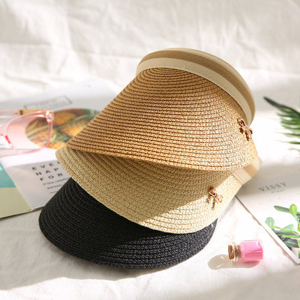 Empty Top Straw Hat to Cover Face, Korean Style Trendy Sun Protection Sun Hat, Versatile Beach Sun Hat, Fashionable Hat for Women, Summer Wholesale