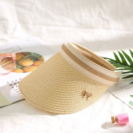 Empty Top Straw Hat to Cover Face, Korean Style Trendy Sun Protection Sun Hat, Versatile Beach Sun Hat, Fashionable Hat for Women, Summer Wholesale