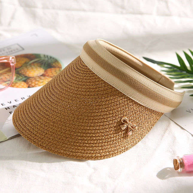 Empty Top Straw Hat to Cover Face, Korean Style Trendy Sun Protection Sun Hat, Versatile Beach Sun Hat, Fashionable Hat for Women, Summer Wholesale