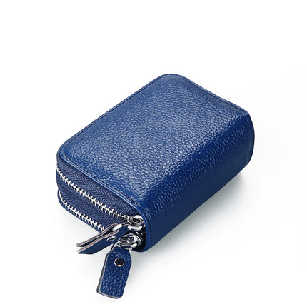Genuine Leather Card Holder rfid organ card holder women's Korean-style double zipper card holder in stock coin purse one-piece delivery