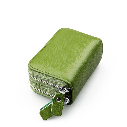Genuine Leather Card Holder rfid organ card holder women's Korean-style double zipper card holder in stock coin purse one-piece delivery