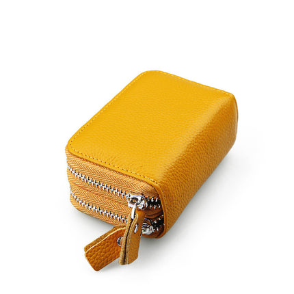 Genuine Leather Card Holder rfid organ card holder women's Korean-style double zipper card holder in stock coin purse one-piece delivery