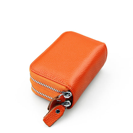 Genuine Leather Card Holder rfid organ card holder women's Korean-style double zipper card holder in stock coin purse one-piece delivery