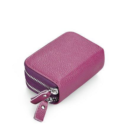 Genuine Leather Card Holder rfid organ card holder women's Korean-style double zipper card holder in stock coin purse one-piece delivery
