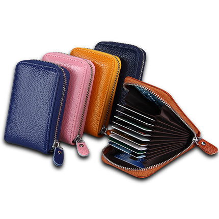 Manufacturer Wholesale Custom Anti-Theft Genuine Leather Card Holder in Stock, Candy Color Accordion Card Holder, Bus Card Holder, Women's Coin Purse