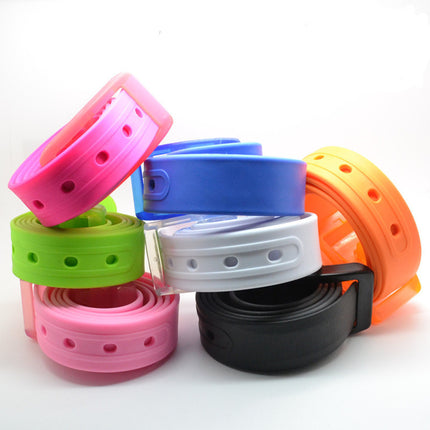 Silicone Belt Candy Color Fashionable Men's and Women's Belt Factory Security Inspection Belt Adjustable One-Piece Drop Shipping Cross-Border