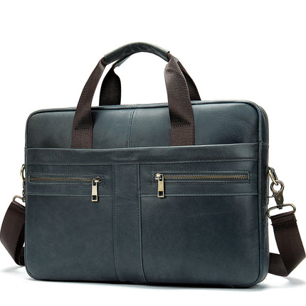 Men's Genuine Leather Briefcase Business Men's Bag Top Layer Cowhide Portable Lawyer Computer Bag Men's Shoulder Crossbody Bag
