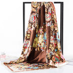 90 square towel new cashew flowers-coffee / 90*90cm