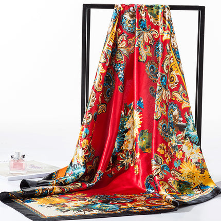 Special selling large square scarf abroad gifts spring and autumn silk scarf shawl large square 90*90cm simulation silk scarf