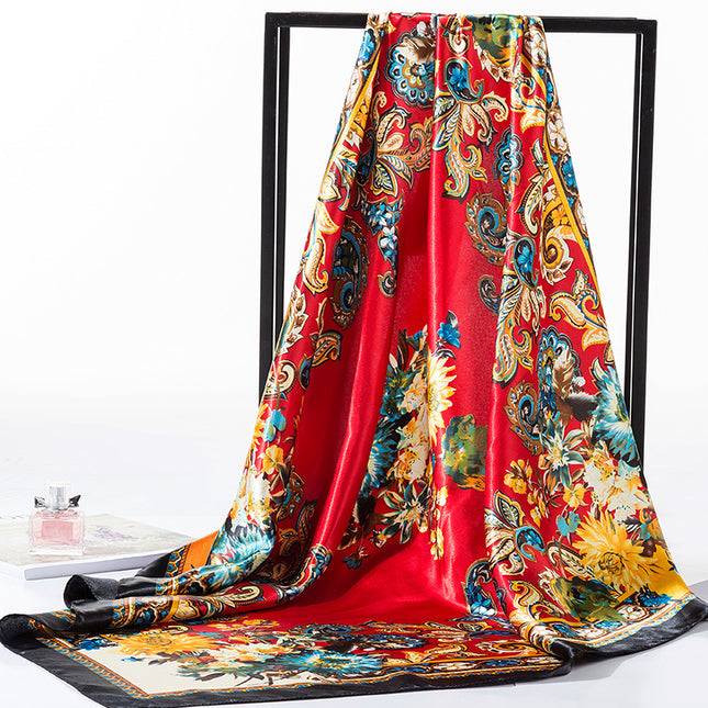 Special selling large square scarf abroad gifts spring and autumn silk scarf shawl large square 90*90cm simulation silk scarf