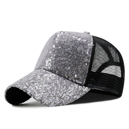 Hat women's summer fashion sequin breathable mesh cap hipster baseball cap men's sun protection sun hat outdoor peaked cap