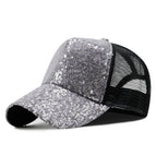 Sequin style-silver black net / Adjustable suitable for 55-59cm head circumference