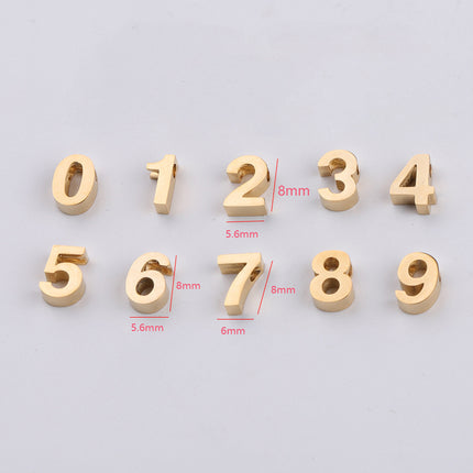 Cross-border hot sale stainless steel mirror digital small hole beads 0-9 jewelry accessories DIY Arabic digital Beads pendant
