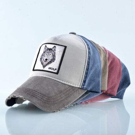 AliExpress Explosions Washed Cotton European and American Vintage Pure Cotton Embroidered Animal Baseball Cap Cap Trucker Cap