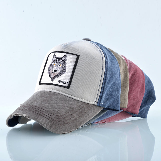 AliExpress Explosions Washed Cotton European and American Vintage Pure Cotton Embroidered Animal Baseball Cap Cap Trucker Cap